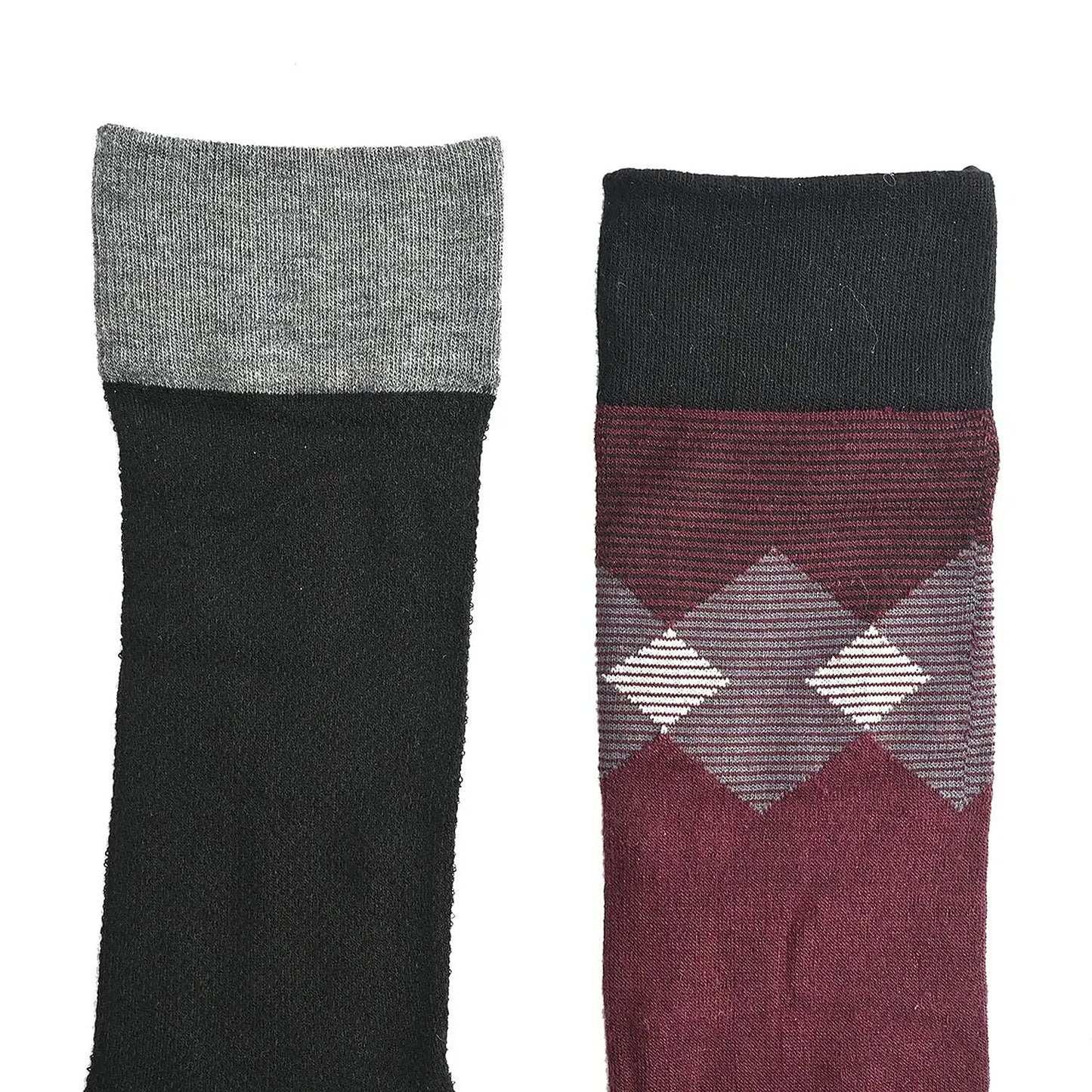 Dr. Scholls Men's 2pck Micro Pattern Dress Crew Socks -Burgundy/Gray (Sizes 7-12 )