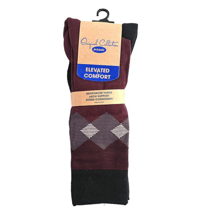 Dr. Scholls Men's 2pck Micro Pattern Dress Crew Socks -Burgundy/Gray (Sizes 7-12 )
