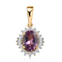 Luxoro 10K Yellow Gold Premium Narsipatnam Purple Spinel and Diamond Sunburst Pendant 1.00 ctw