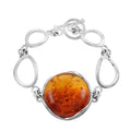 Baltic Amber Toggle Clasp Round Bracelet in Sterling Silver (7.50 In) 9 Grams - Sticky add to cart bar