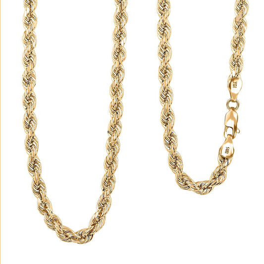 14K Yellow Gold 4mm Rope Necklace 26 Inches 9.60 Grams