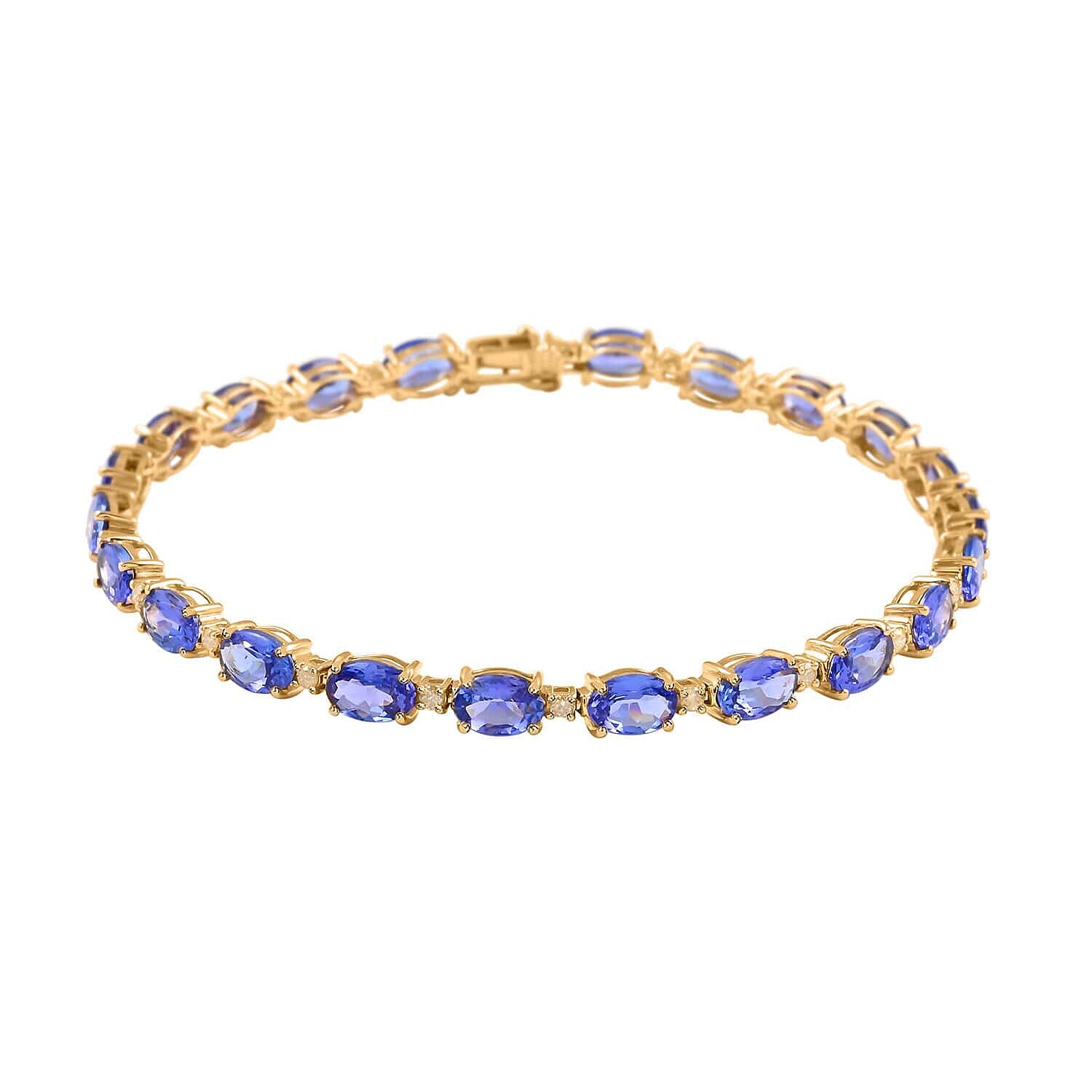 Luxoro 14K Yellow Gold AAA Tanzanite and I3 Natural Yellow Diamond Bracelet (7.25 In) 10.35 ctw