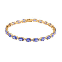 Luxoro 14K Yellow Gold AAA Tanzanite and I3 Natural Yellow Diamond Bracelet (7.25 In) 10.35 ctw