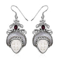 Bali Legacy Carved Bone and Multi Gemstone Earrings in Sterling Silver 4.60 ctw - Sticky add to cart bar