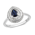 Premium Ceylon Blue Sapphire and Diamond 0.40 cts Double Halo Ring in Platinum Over Sterling Silver (Size 10.0) 1.00 ctw - Sticky add to cart bar