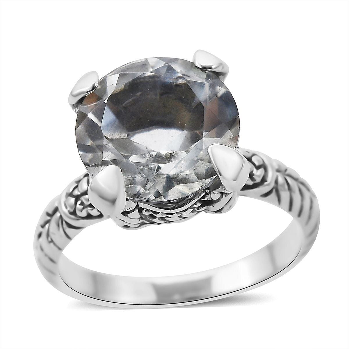 Bali Legacy Montezuma Prasiolite Solitaire Ring in Sterling Silver 6.25 ctw