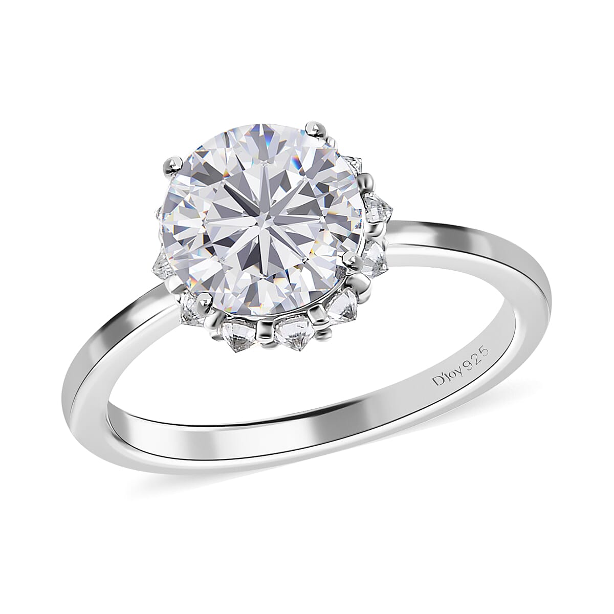 Moissanite Halo Ring in Platinum Over Sterling Silver 2.25 ctw