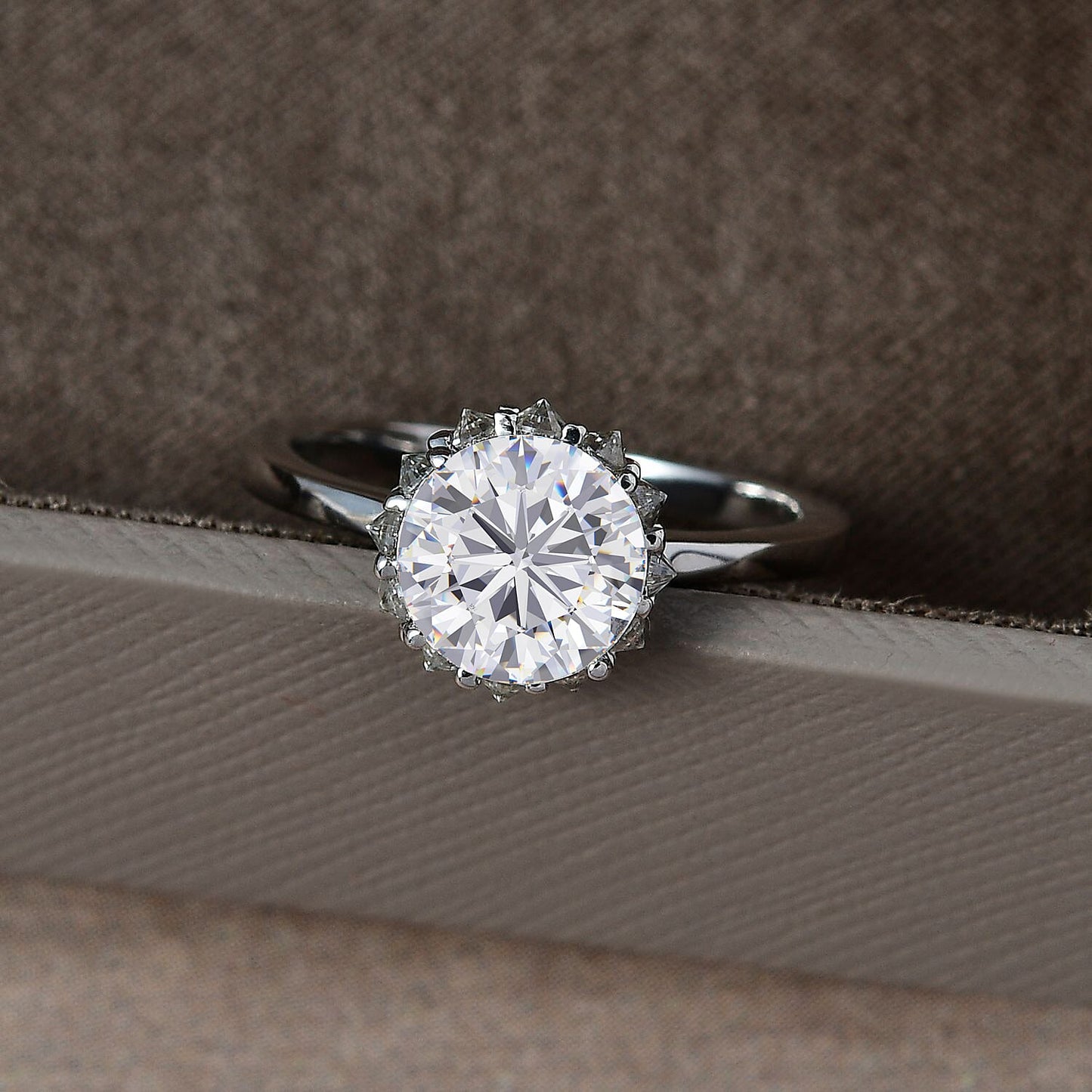 Moissanite Halo Ring in Platinum Over Sterling Silver 2.25 ctw