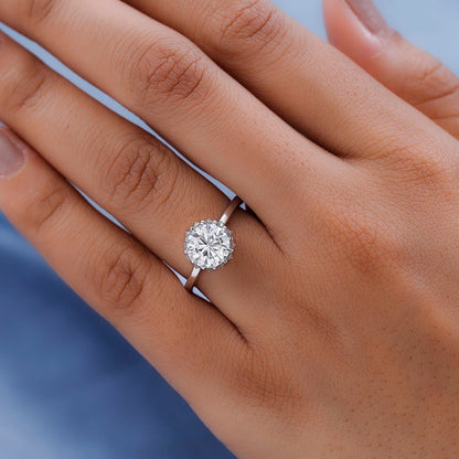 Moissanite Halo Ring in Platinum Over Sterling Silver 2.25 ctw