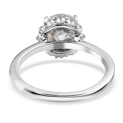 Moissanite Halo Ring in Platinum Over Sterling Silver 2.25 ctw