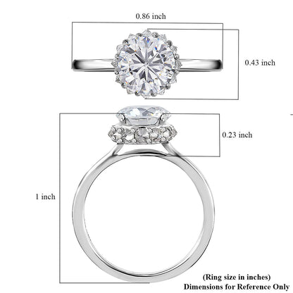 Moissanite Halo Ring in Platinum Over Sterling Silver 2.25 ctw