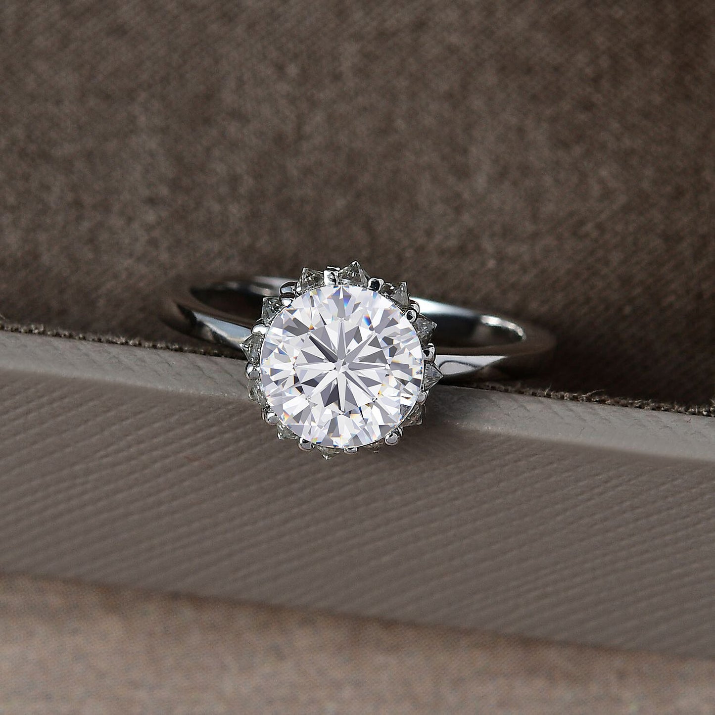 Moissanite Halo Ring in Platinum Over Sterling Silver 2.25 ctw