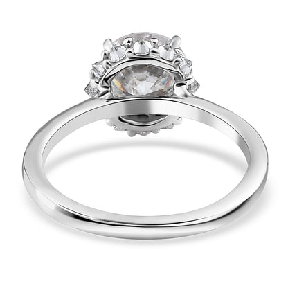 Moissanite Halo Ring in Platinum Over Sterling Silver 2.25 ctw