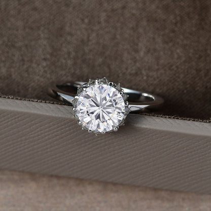 Moissanite Halo Ring in Platinum Over Sterling Silver 2.25 ctw