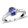 Tanzanite and White Zircon Ring in Platinum Over Sterling Silver 1.00 ctw - Sticky add to cart bar