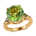 Karis Chartreuse Quartz (Triplet) and Simulated Green Diamond Ring in 18K Yellow Gold Plated 5.60 ctw - Sticky add to cart bar