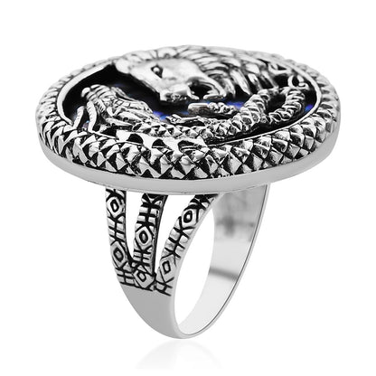 Bali Legacy Abalone Shell Lion and Dragon Ring in Sterling Silver (Size 10.0)