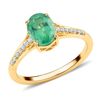 Certified Iliana 18K Yellow Gold AAA Kagem Zambian Emerald and G-H SI Diamond Ring (Del. in 15-20 Days) 1.25 ctw