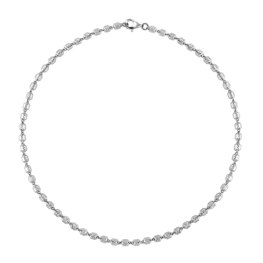 950 Platinum 6.35mm Oval Beaded Chain Necklace with 14mm Lobster Lock 20 Inches 24.65 Grams