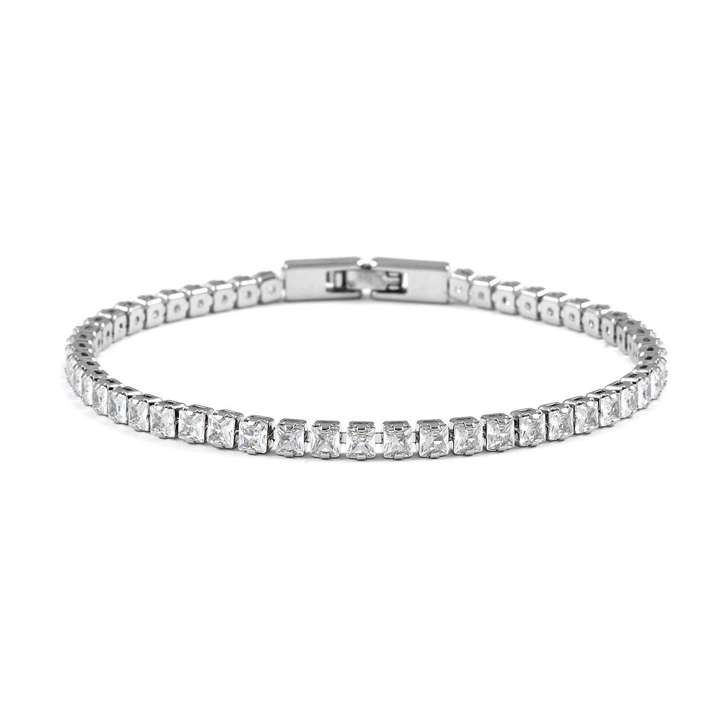 Simulated Diamond Bracelet in Silvertone (7.50 In) 11.25 ctw