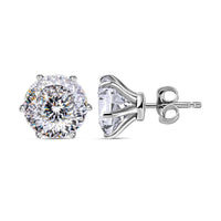 Luxoro 10K White Gold 120 Facet Moissanite Solitaire Stud Earrings 3.60 ctw (Del. in 7-10 Days)