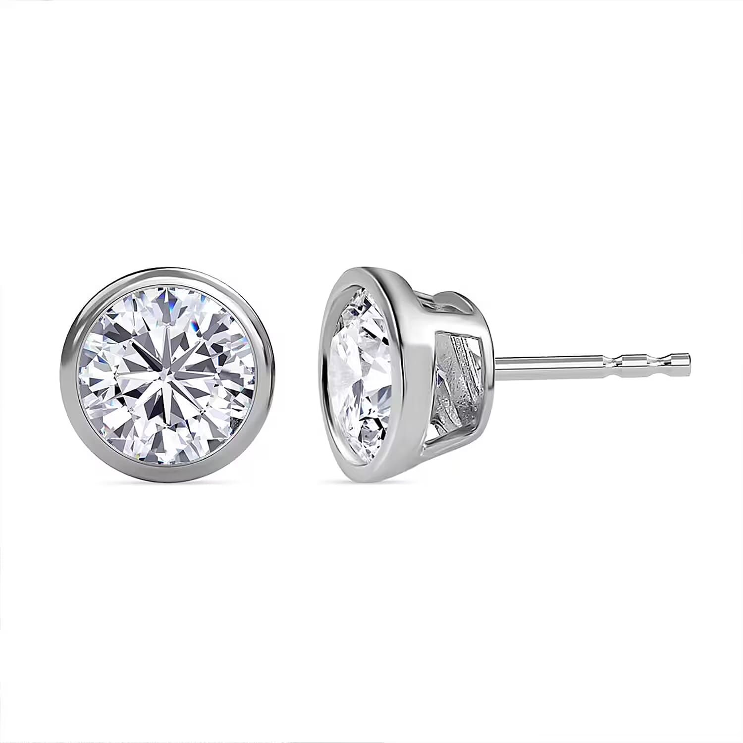 Moissanite Earrings in Platinum Over Sterling Silver 1.85 ctw