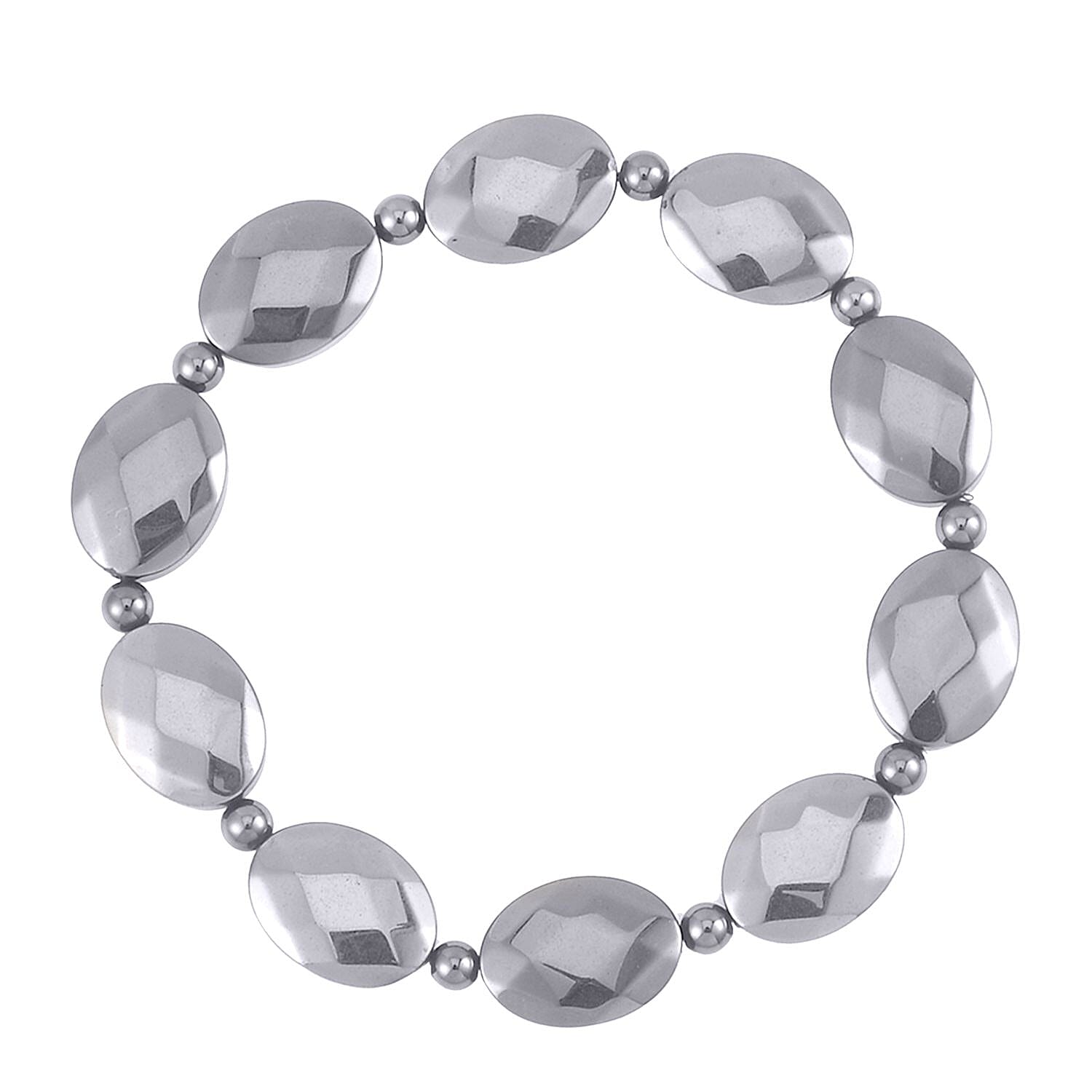Silver Color Hematite Beaded Stretch Bracelet 148.00 ctw