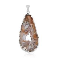 Geode Amethyst Pendant in Silvertone 25.00 ctw
