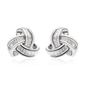 Diamond Knot Stud Earrings in Platinum Over Sterling Silver 0.25 ctw