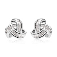 Diamond Knot Stud Earrings in Platinum Over Sterling Silver 0.25 ctw