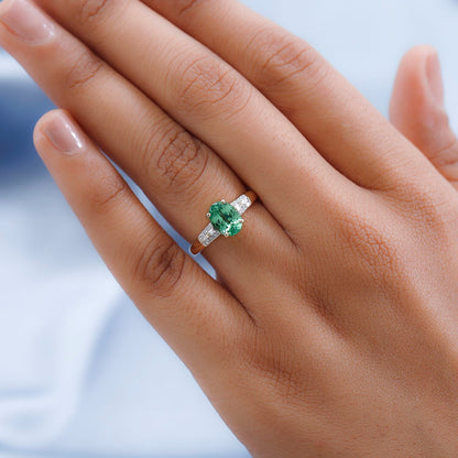 Luxoro 14K Yellow Gold AAA Tsavorite Garnet and G-H I3 Diamond Ring 1.40 ctw