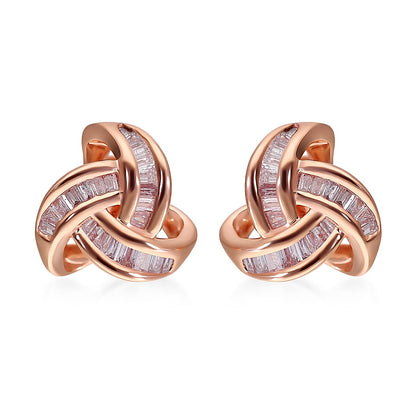 Natural Pink Diamond I3 Knotted Stud Earrings in Vermeil Rose Gold Over Sterling Silver 0.25 ctw