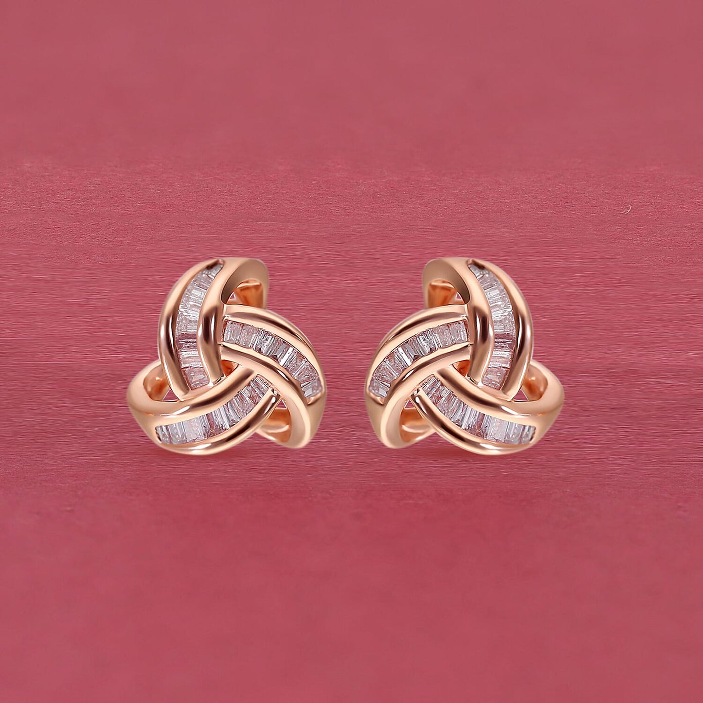 Natural Pink Diamond I3 Knotted Stud Earrings in Vermeil Rose Gold Over Sterling Silver 0.25 ctw