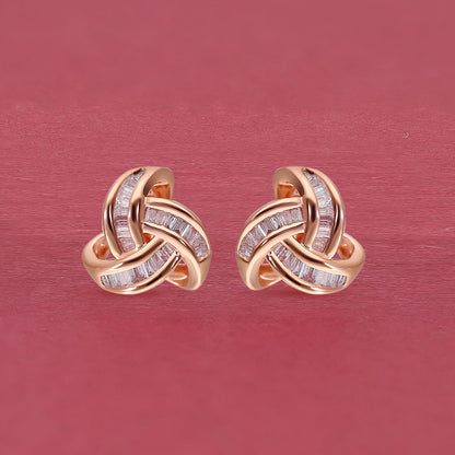 Natural Pink Diamond I3 Knotted Stud Earrings in Vermeil Rose Gold Over Sterling Silver 0.25 ctw