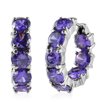Simulated Purple Diamond Inside Out Hoop Earrings in Stainless Steel