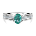 RHAPSODY 950 Platinum AAAA Ethiopian Emerald, Diamond (E-F, VS2) (0.20 cts) Bridge Ring (Size 8.0) (5.15 g) 1.00 ctw - Sticky add to cart bar