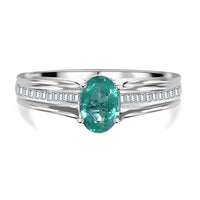 RHAPSODY 950 Platinum AAAA Ethiopian Emerald, Diamond (E-F, VS2) (0.20 cts) Bridge Ring (Size 8.0) (5.15 g) 1.00 ctw