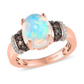 Premium Ethiopian Welo Opal, Champagne and White Diamond Ring in Vermeil Rose Gold Over Sterling Silver 2.50 ctw - Sticky add to cart bar