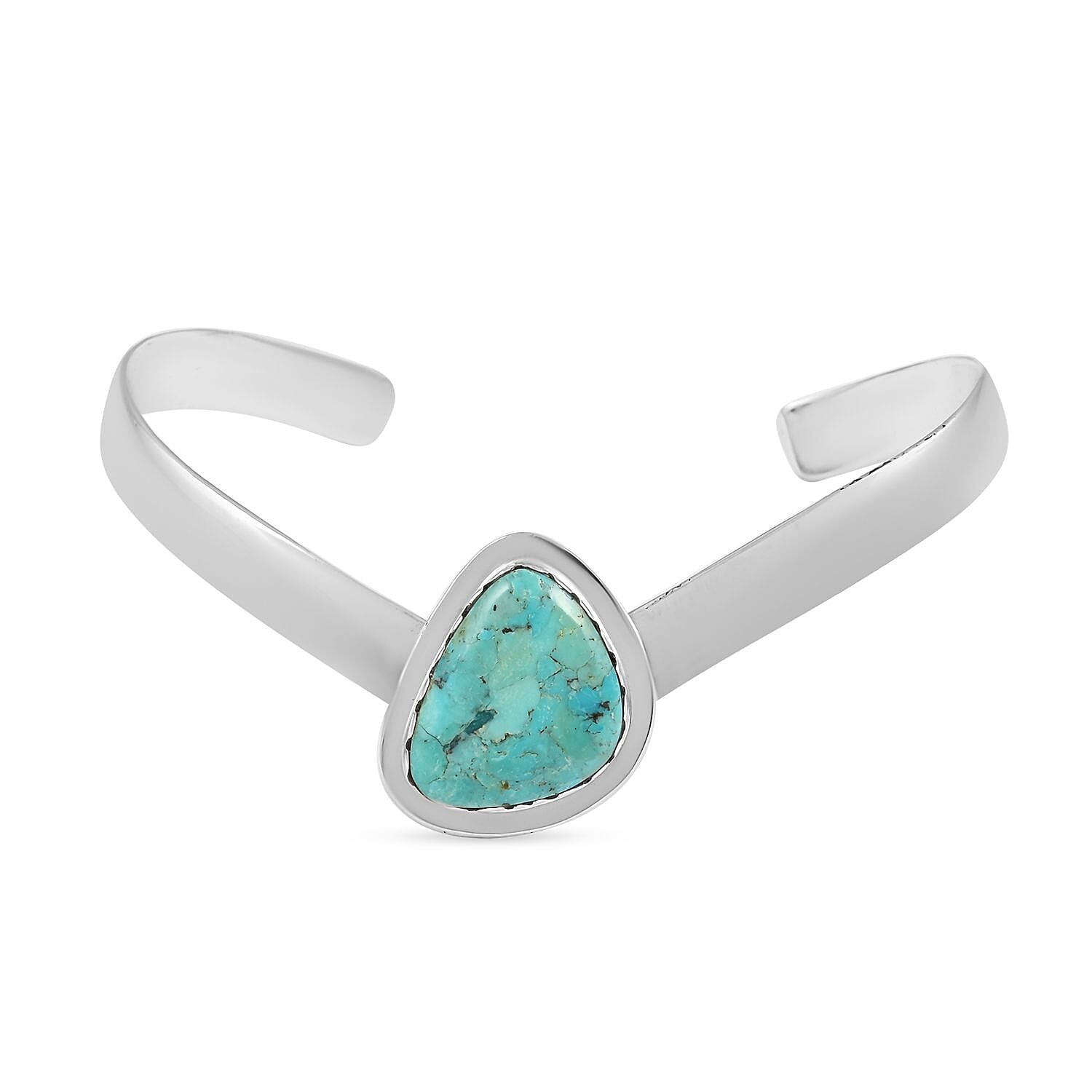 Santa Fe Style Kingman Turquoise Bracelet in Sterling Silver (7.00 In) 7.00 ctw