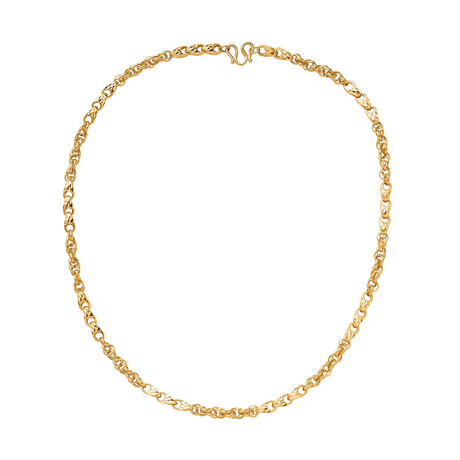 24K Yellow Gold Electroform 3mm Link Chain Necklace 20 Inches 27.60 Grams