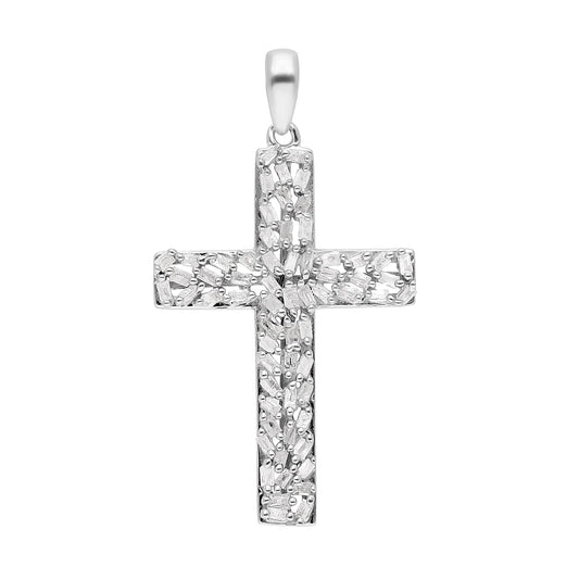 Diamond Cross Pendant in Platinum Over Sterling Silver 0.50 ctw
