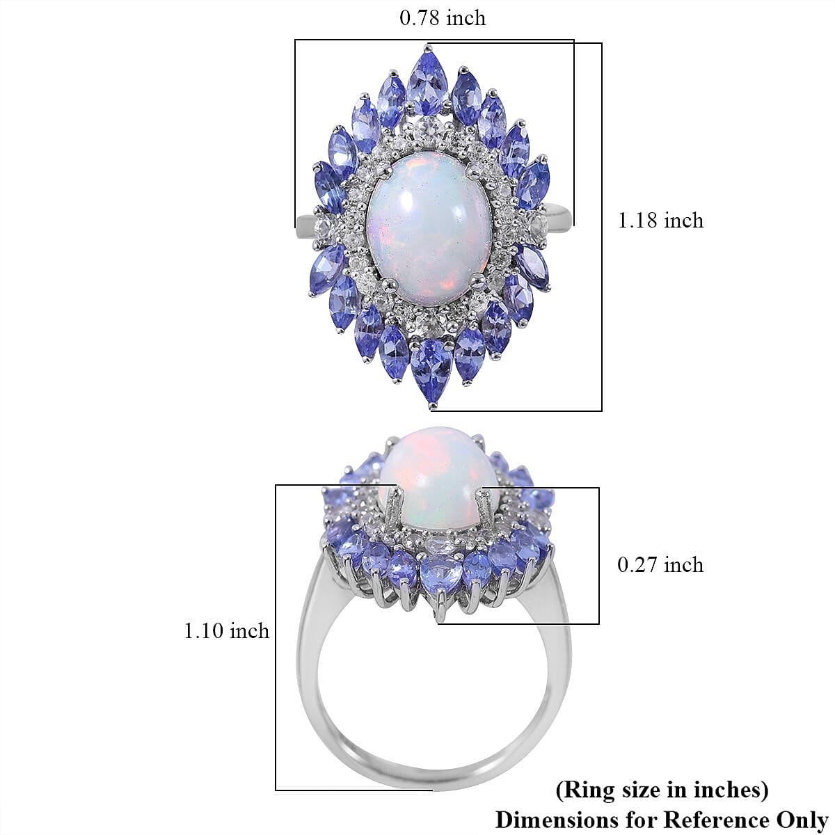 Ethiopian Welo Opal and Multi Gemstone Cocktail Ring in Platinum Over Sterling Silver 4.40 ctw