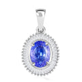 Iliana AAA Royal Ceylon Sapphire and G-H SI Diamond 1.65 ctw Halo Pendant in 18K White Gold - Sticky add to cart bar