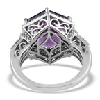 Amethyst and Natural White Zircon Ring in Platinum Over Sterling Silver 7.40 ctw
