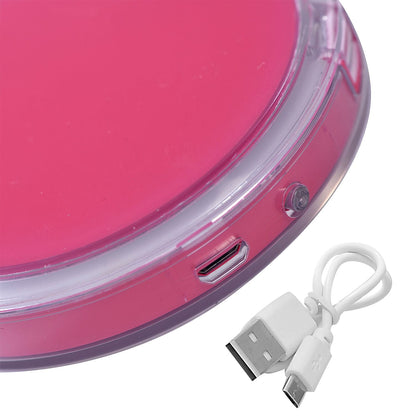 Pink Rechargeable Two-Sided LED Portable Mirror