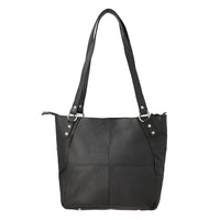 New Age Black Genuine Leather Shoulder Bag (11"x5"x10.5")