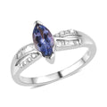 Tanzanite and Diamond Ring in Platinum Over Sterling Silver (Size 10.0) 0.85 ctw - Sticky add to cart bar