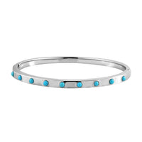 Sleeping Beauty Turquoise Bangle Bracelet in Stainless Steel (7.25 In) 0.65 ctw
