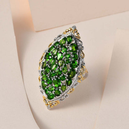 Salamanca Fire Opal Elongated Ring in Vermeil YG and Platinum Over Sterling Silver 4.10 ctw