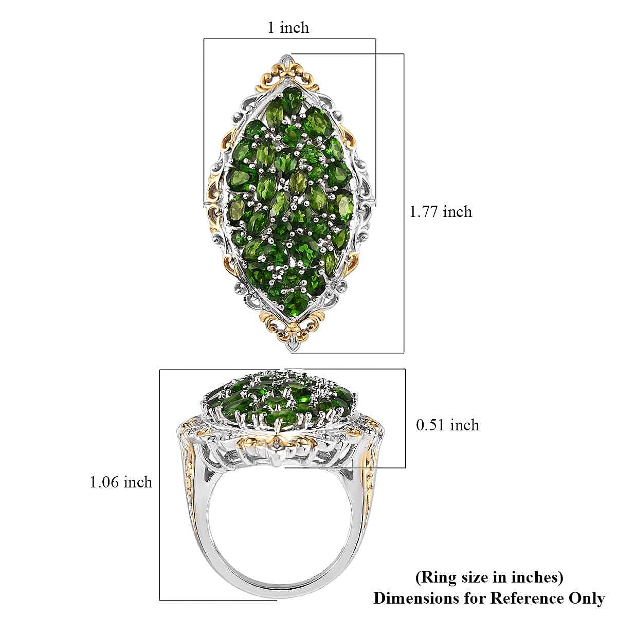 Salamanca Fire Opal Elongated Ring in Vermeil YG and Platinum Over Sterling Silver 4.10 ctw